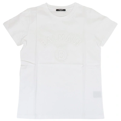 Balmain Kids' Tone-on-tone Logo T-shirt In White