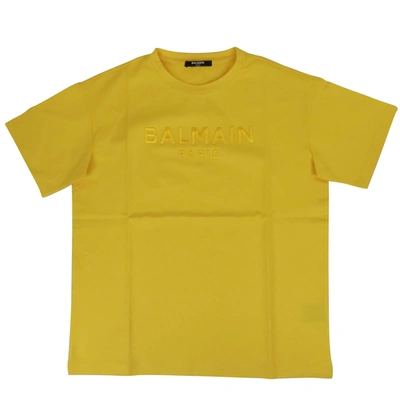 Balmain Kids' Tone-on-tone Logo T-shirt In Yellow