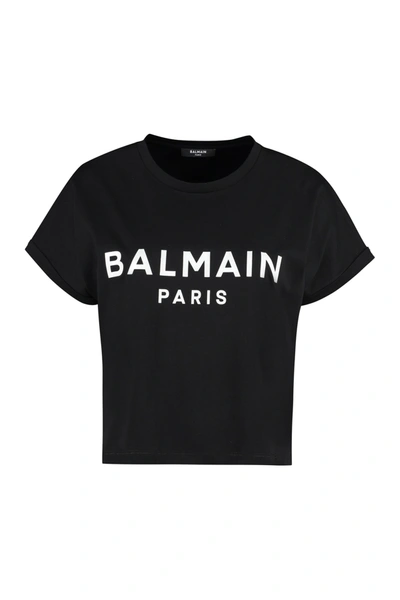 Balmain Cotton Crew-neck T-shirt In Black