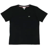 Lacoste Kid's V-neck Embroidered Crocodile T-shirt In Black