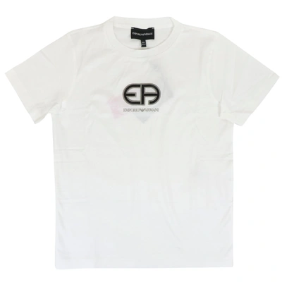 Emporio Armani Kids' Lyocell T-shirt In White