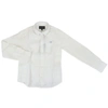 Emporio Armani Teen Long-sleeve Linen Shirt In Optical White