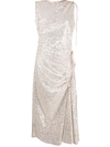 N°21 SILVER SEQUIN RUCHED DRESS,H0914748 M801