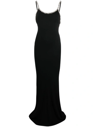 Alexandre Vauthier Embellished-trim Maxi Silk Dress In Black
