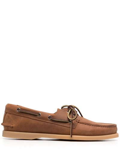 Scarosso Jude Boat Shoes In Cognac - Nubuck