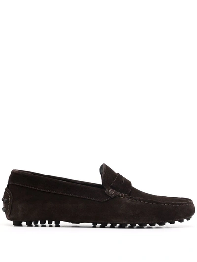 Scarosso James Bow-embellished Loafers In Dark Brown Suede