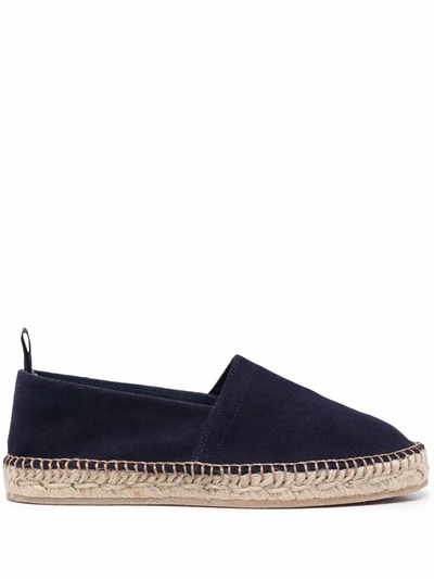 Scarosso Lola Braided Raffia Sole Espadrilles In Blue Suede