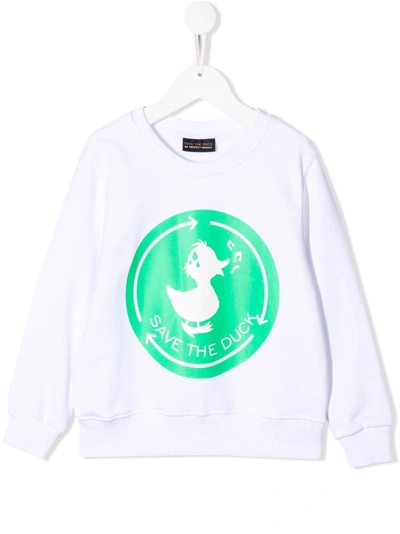 Save The Duck Kids' Logo印花长袖卫衣 In White