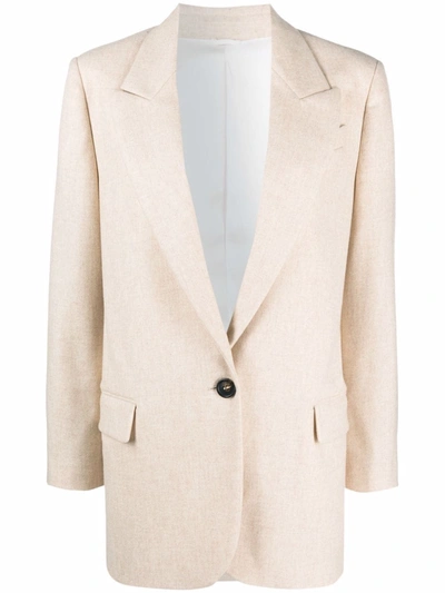 Brunello Cucinelli Peak-lapel Single-breasted Blazer In Neutrals