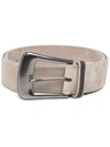 Brunello Cucinelli Buckle Suede Belt In Grey