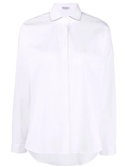 Brunello Cucinelli Panelled Button-up Shirt In Weiss