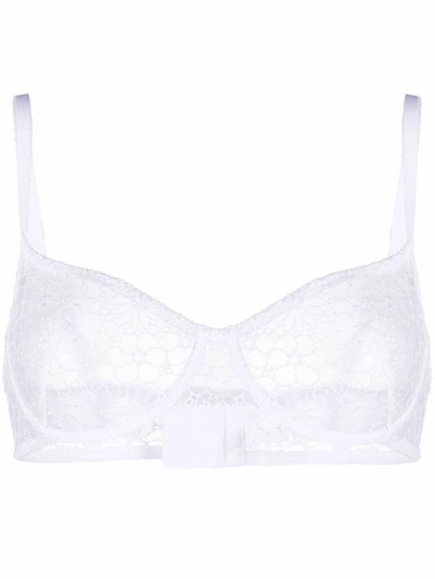 Eres Amarante Floral-tulle Demi-cup Bra In White
