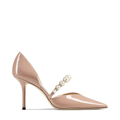 Jimmy Choo Aurelie 85 Patent Leather Pumps In Ballet Pink/white