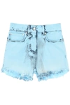 Msgm Distressed-effect Denim Shorts In Light Blue