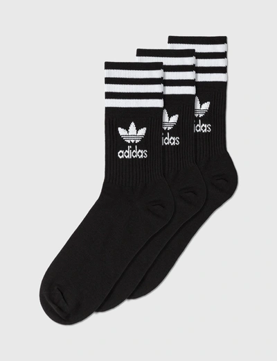 Adidas Originals Mid Cut Crew Three-pack Socks In Black