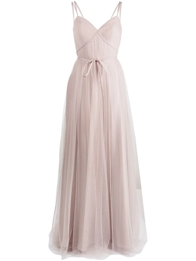 Marchesa Notte Bridesmaids Tuscany Tulle Strappy Dress In Nude