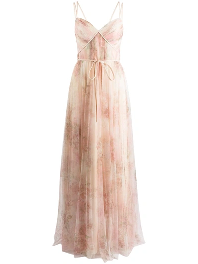 Marchesa Notte Bridesmaids Florence Floral-print Dress In Rosa