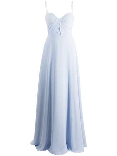 Marchesa Notte Bridesmaids Twist-detail Floor-length Dress In Blau