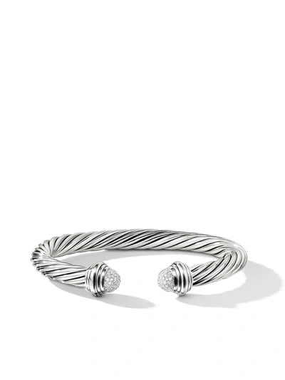 David Yurman Sterling Silver Cable Diamond Cuff