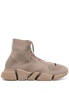 Balenciaga Speed 2.0 Lace-up Knit Sneakers In Beige