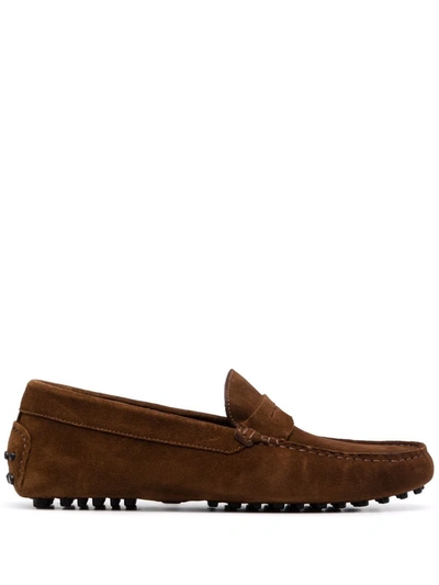 Scarosso Michael Suede Loafers In Braun