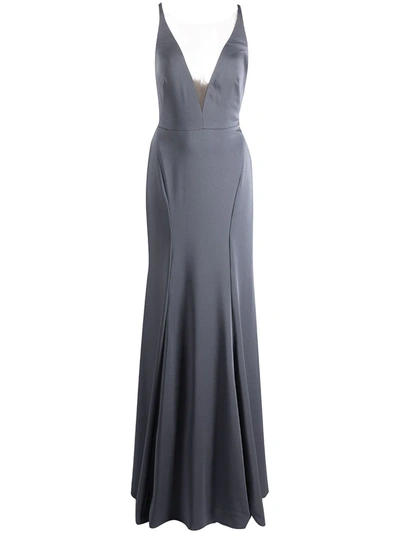 Marchesa Notte Bridesmaids Crema Plunging V-neck Dress In 蓝色