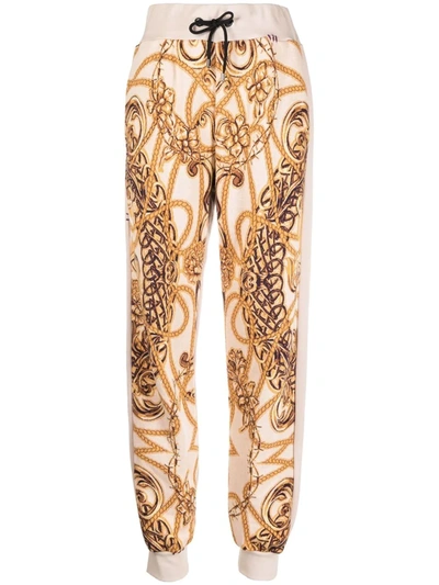 Philipp Plein Baroque-jacquard Fleece Sweatpants In Nude