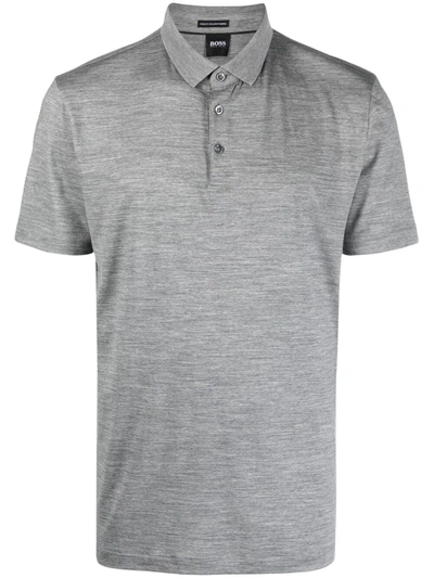 Hugo Boss Fine-knit Polo Shirt In Grau