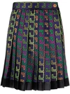 VERSACE GRECA NEON-PRINT PLEATED SKIRT