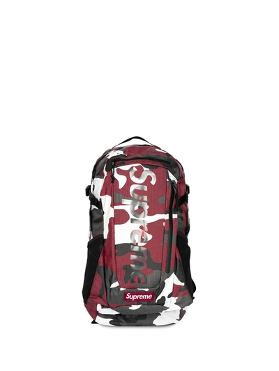 Supreme Camouflage-print Backpack In Red