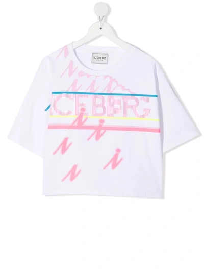 Iceberg Teen Graphic-print Cotton-blend T-shirt In 白色