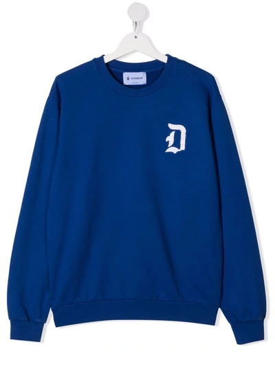 Dondup Teen Embroidered-monogram Sweatshirt In Blue