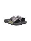Mc2 Saint Barth Bandana-print Flat Slides In 黑色