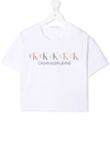 Calvin Klein Iridescent Logo-print Boxy T-shirt In 白色