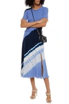 ALTUZARRA SHIRRED TIE-DYED SILK CREPE DE CHINE MIDI DRESS,3074457345626165809