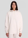 Ganni Embroidered-logo Drawstring Hoodie In White,beige