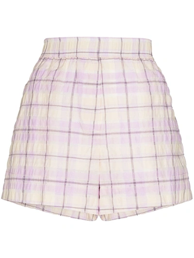 GANNI CHECK-PATTERN ELASTICATED-WAIST SHORTS