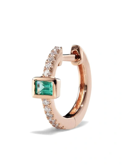 Jacquie Aiche 14k Rose Gold Emerald And Diamond Earring In Pink