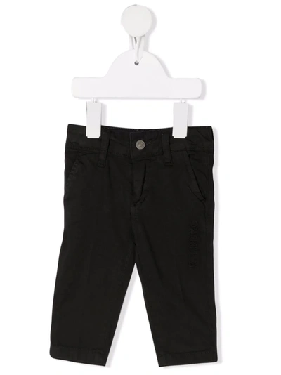 Iceberg Babies' Embroidered-logo Cotton Chinos In Black