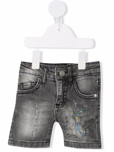 Iceberg Babies' Cartoon-print Denim Shorts In Green