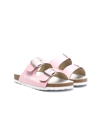Pinko Teen Logo-print Sandals In 粉色