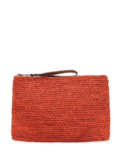 Ibeliv Woven Zipped Clutch Bag In Orange