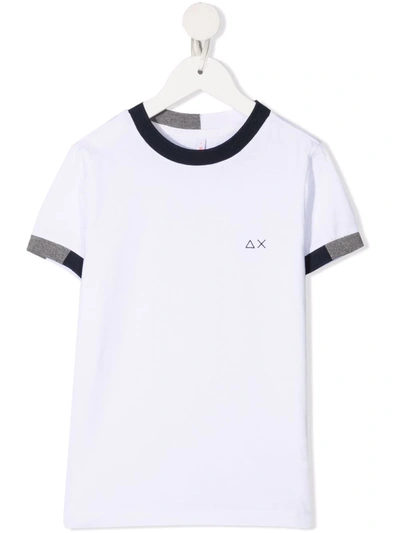 Sun 68 Kids' Logo-embroidered Cotton T-shirt In White