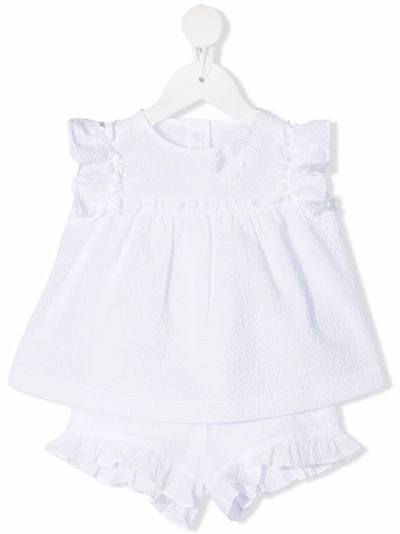 Il Gufo Babies' Ruffled Cotton Shorties Set In White