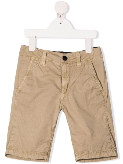 Stone Island Kids' Mid-rise Chino Shorts In Neutrals
