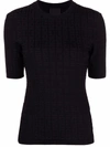 Givenchy 4g-motif Knitted Short-sleeve Top In Black