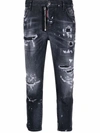 DSQUARED2 RIPPED-DETAIL CROPPED JEANS