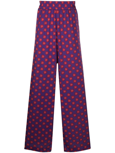 Duoltd Fangs Print Pyjama Bottoms In Purple