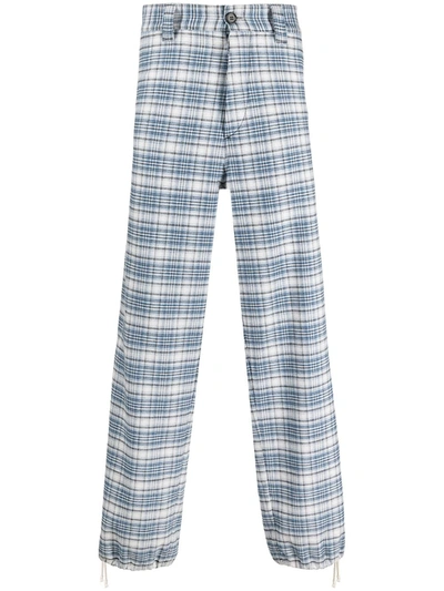 Marni Check-pattern Wide-leg Jeans In Orion Blue