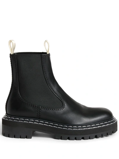 Proenza Schouler Contrast-topstitching Leather Chelsea Boots In Black